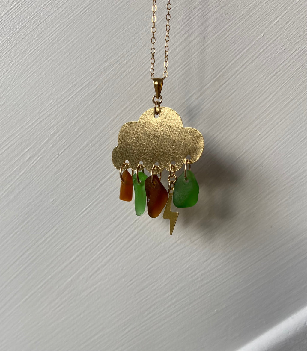 Custom order Joy Sea Glass Cloud Necklace