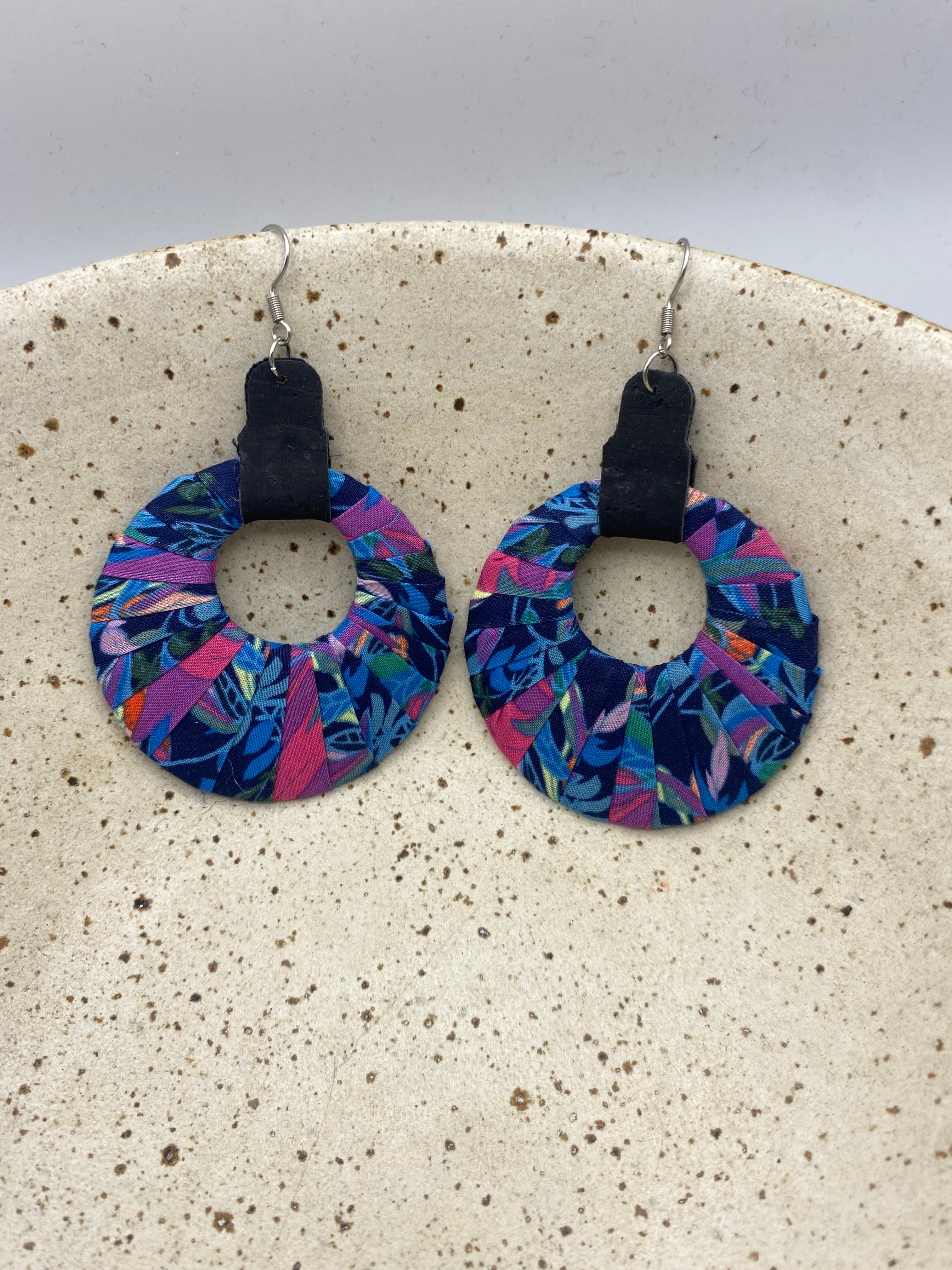 Joy Fabric Earrings - the purple floral ones