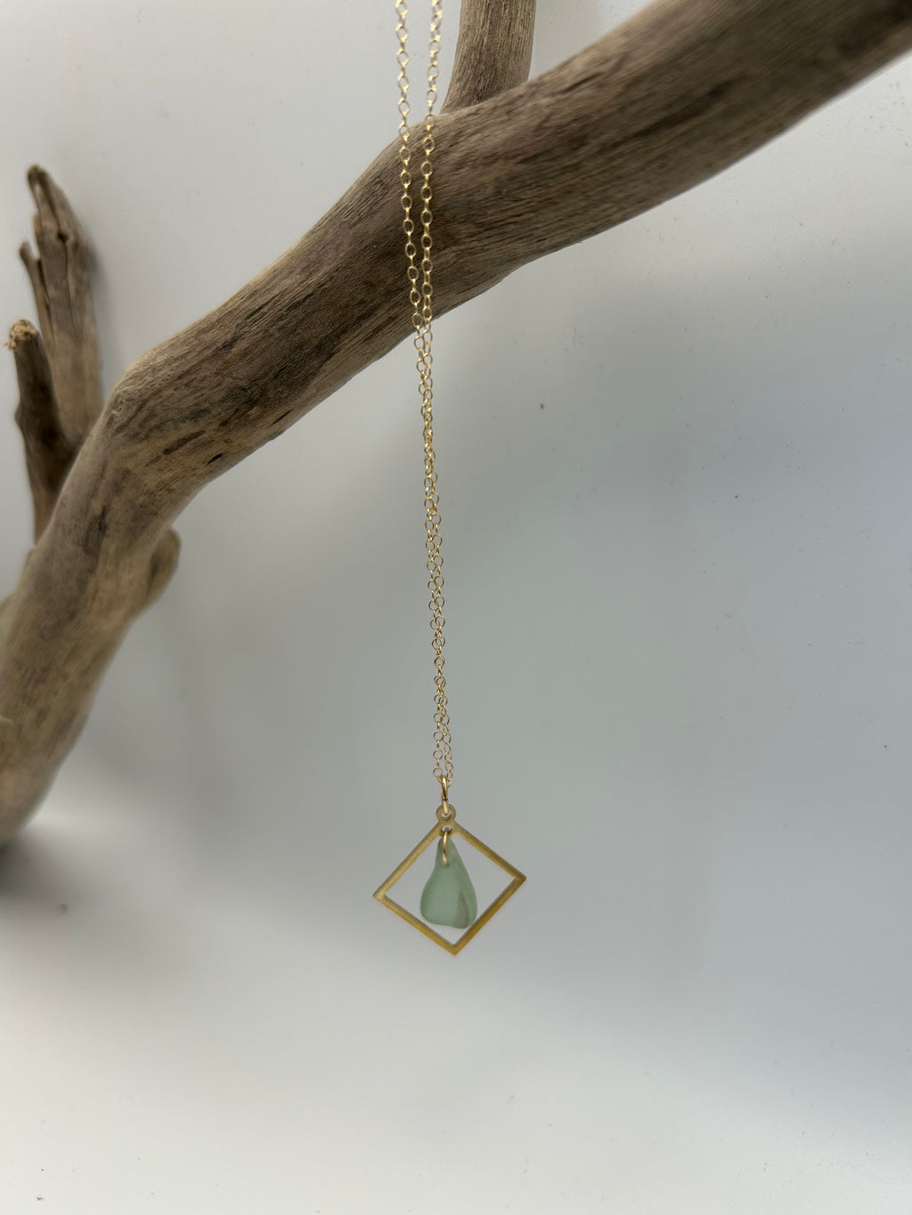 Joy Sea Glass necklace: square (aqua)