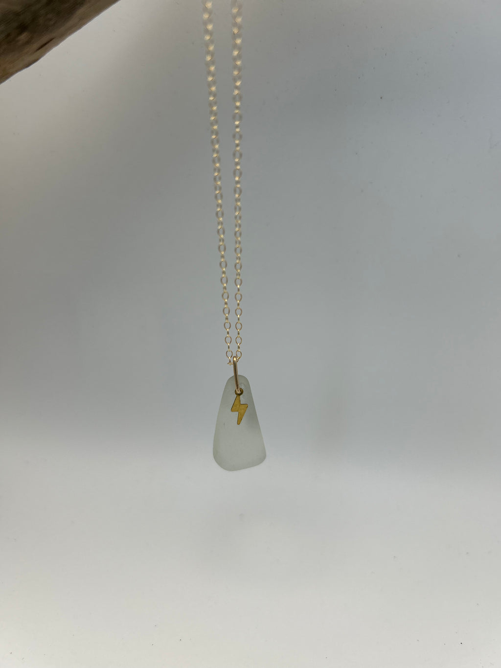 Joy Sea Glass necklace: Bolt (white)
