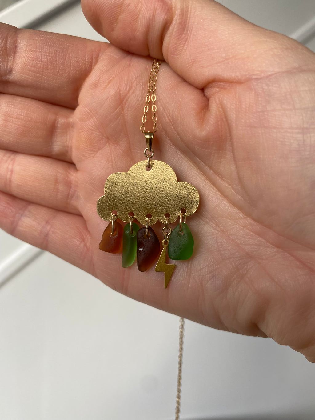 Custom order Joy Sea Glass Cloud Necklace