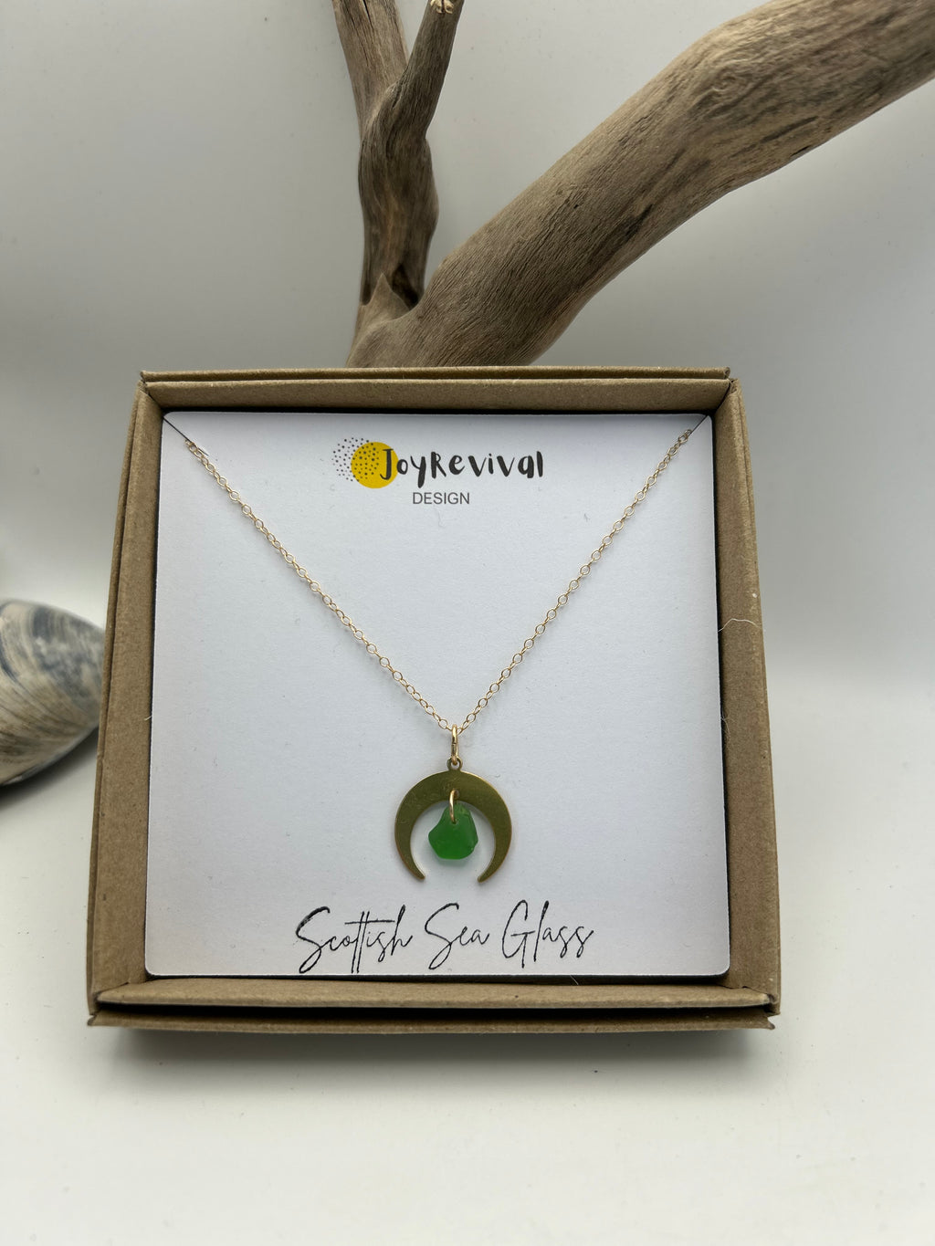 Joy Sea Glass necklace: Moon (Green)