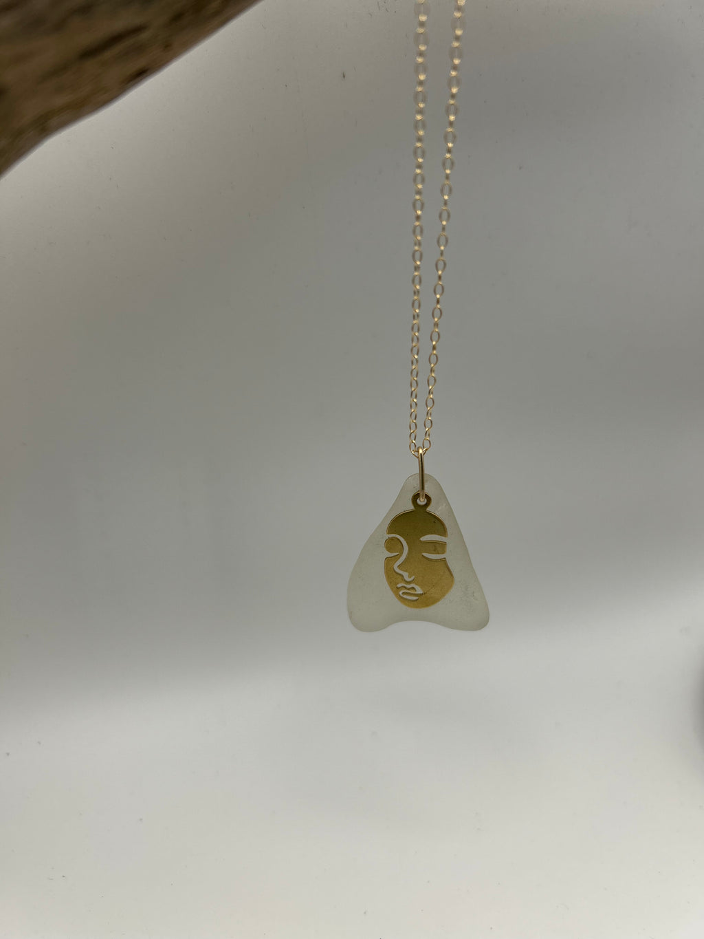Joy Sea Glass necklace: face (clear)