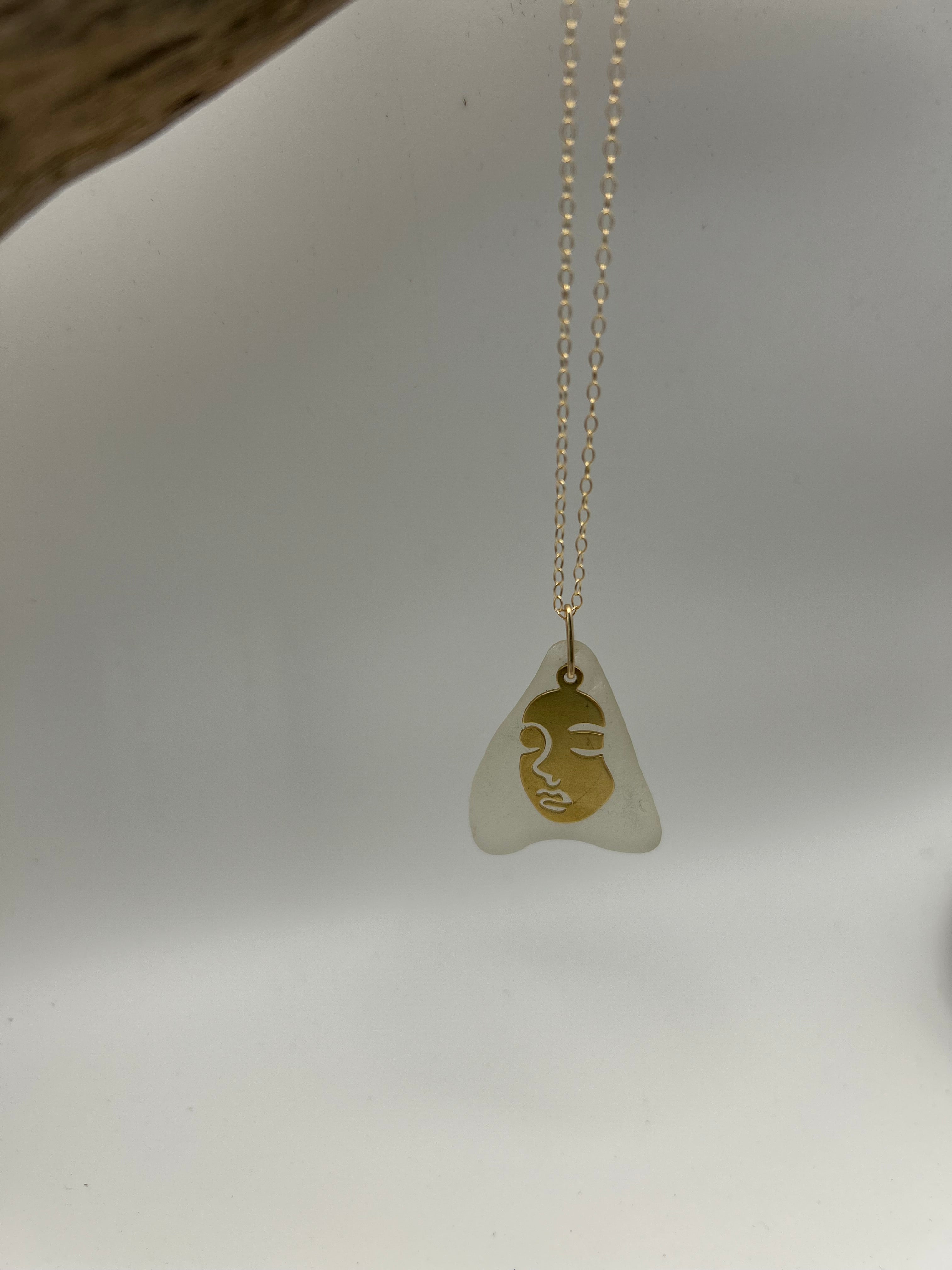 Joy Sea Glass necklace: face (clear)