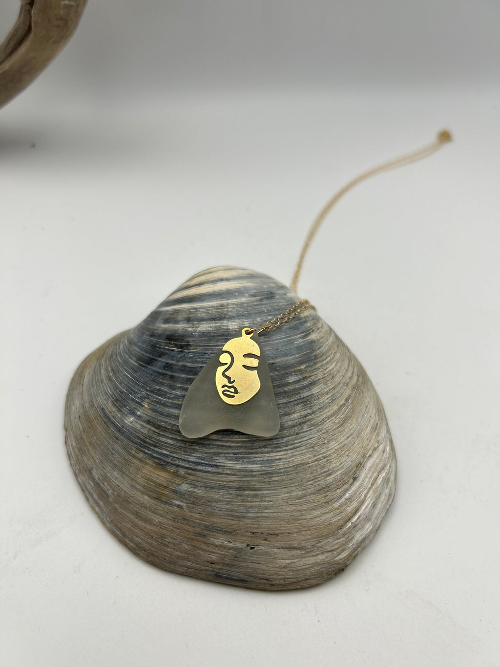Joy Sea Glass necklace: face (clear)