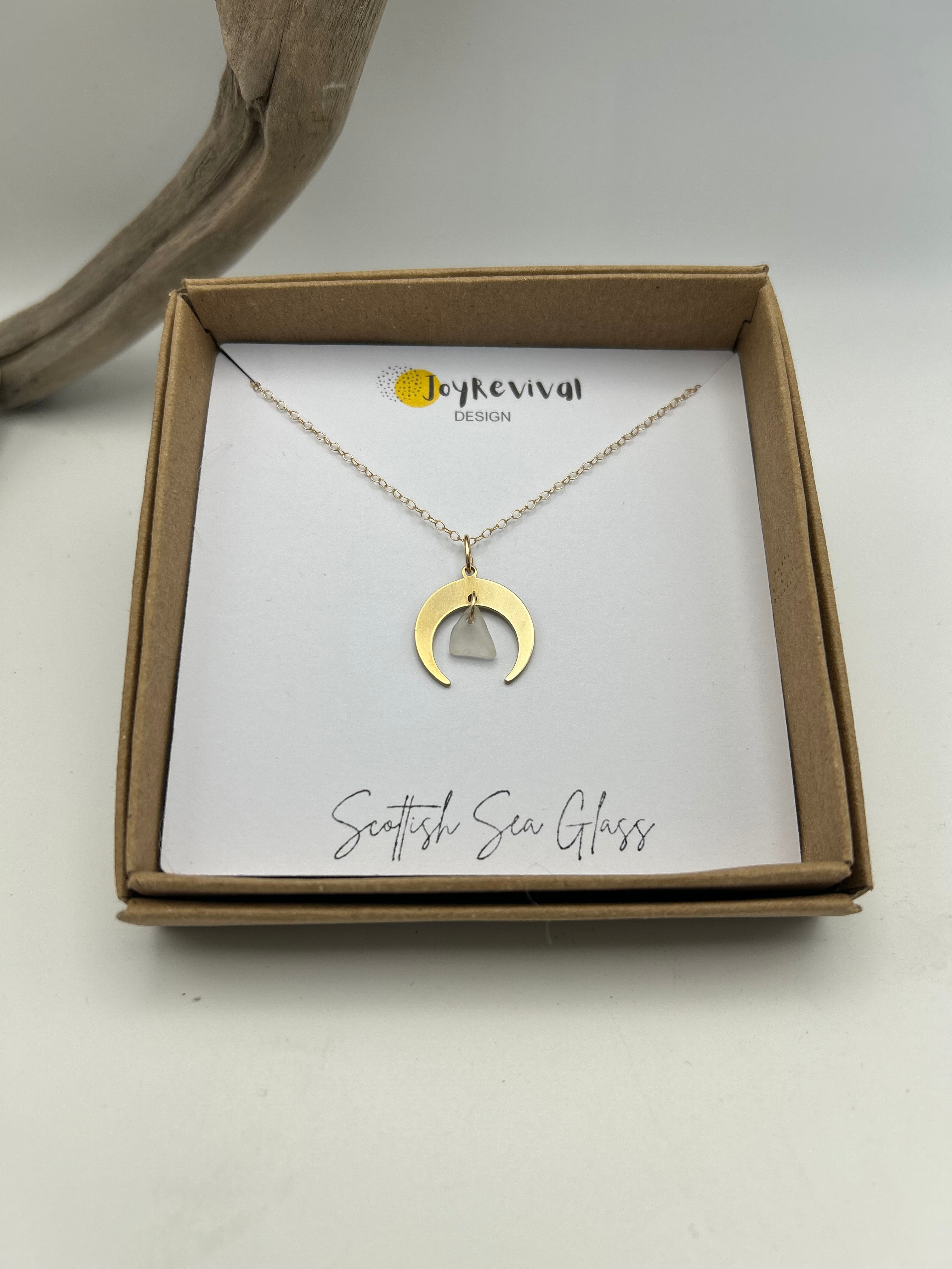 Joy Sea Glass necklace: moon (white)