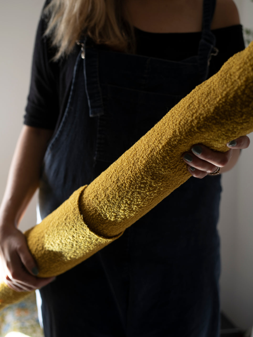 Caroline Sewell Design - Caroline with mustard Bute Wool.