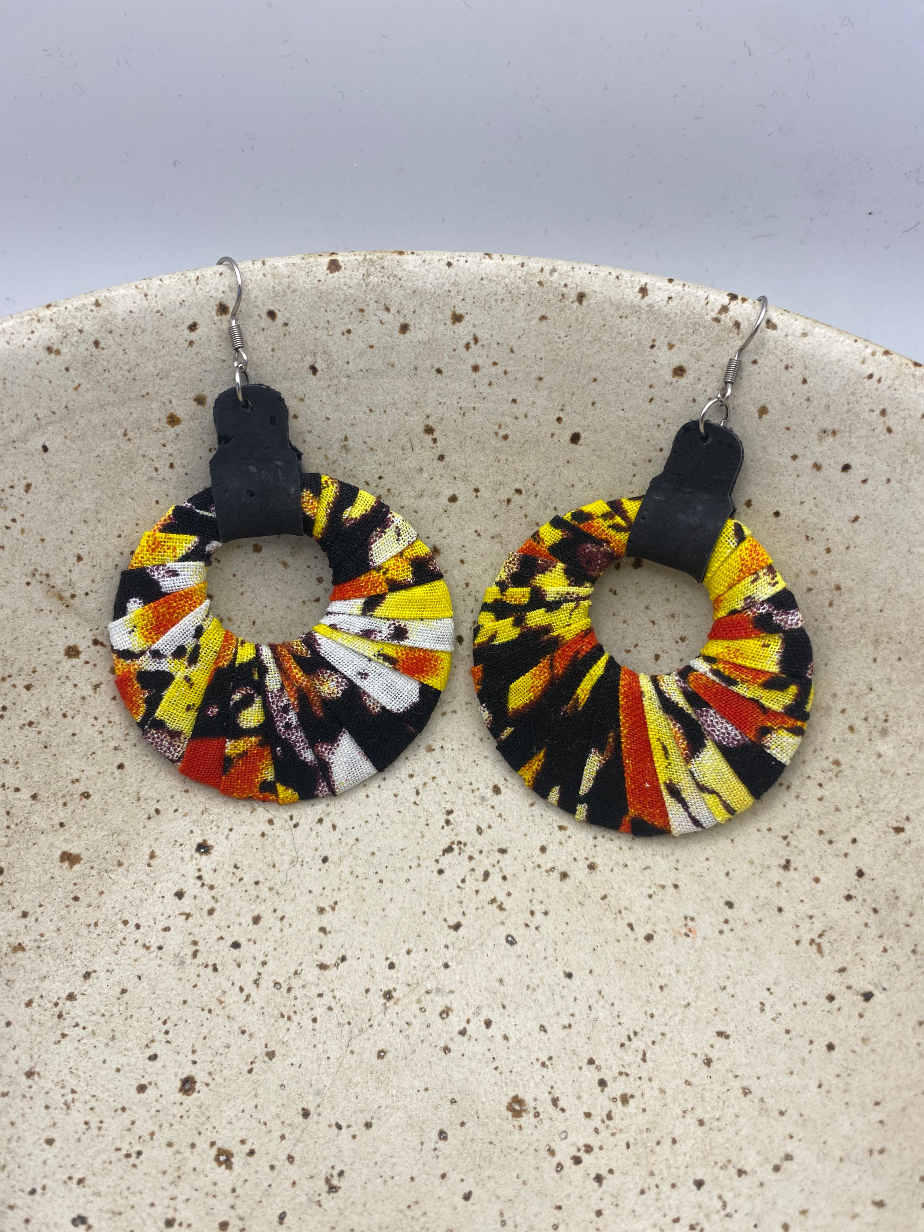 Joy Fabric Earrings - the yellow & red ones