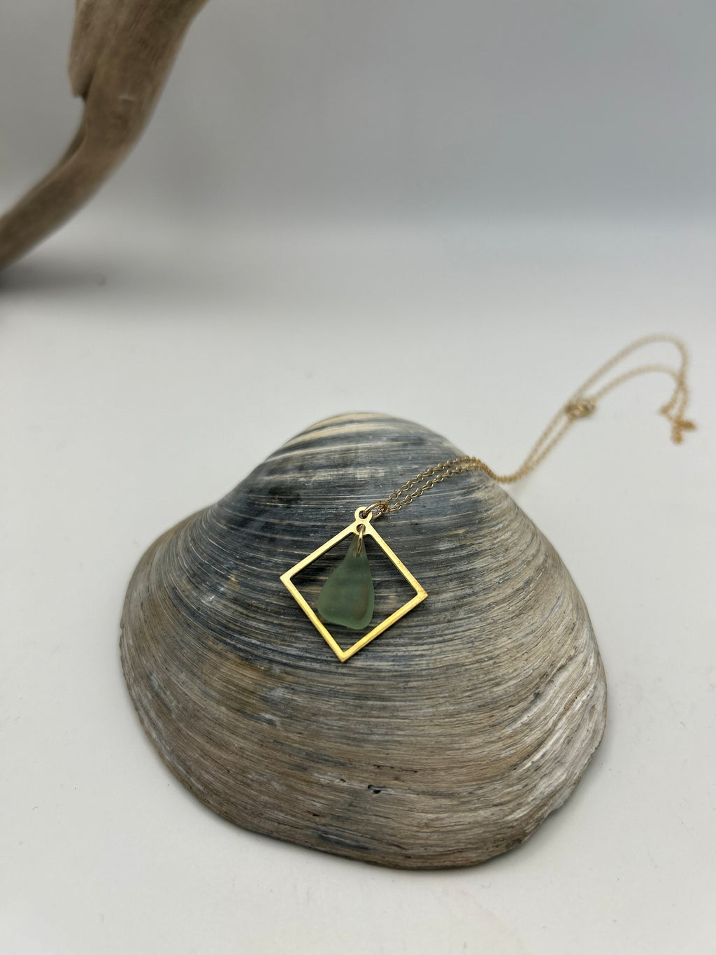 Joy Sea Glass necklace: square (aqua)