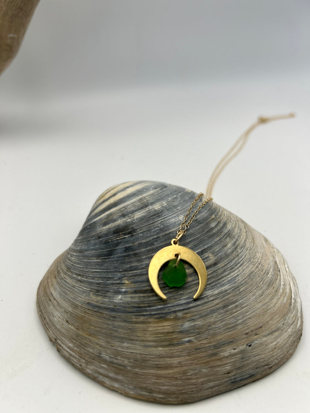 Joy Sea Glass necklace: Moon (Green)