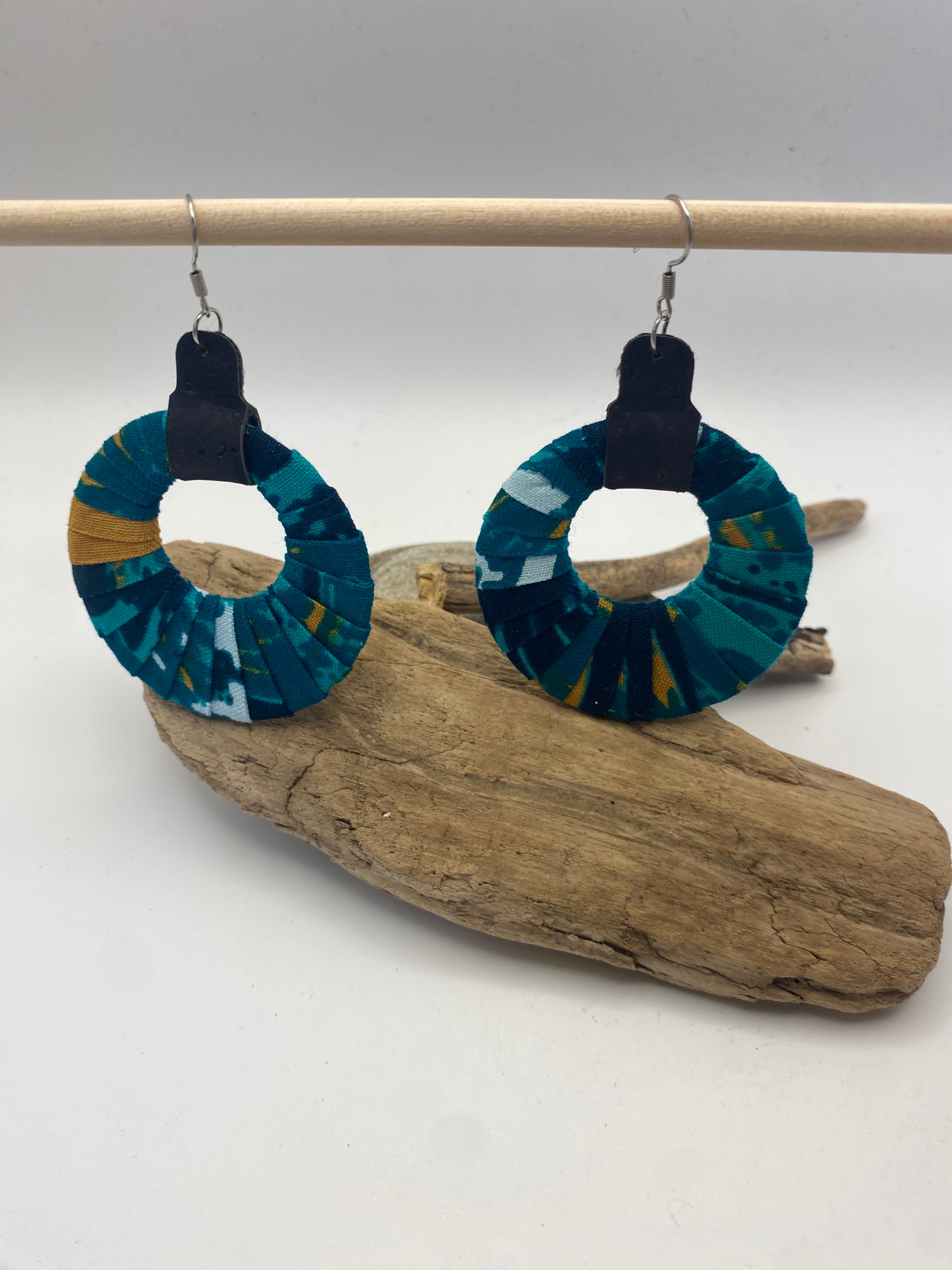 Joy Fabric Earrings - the teal & mustard ones