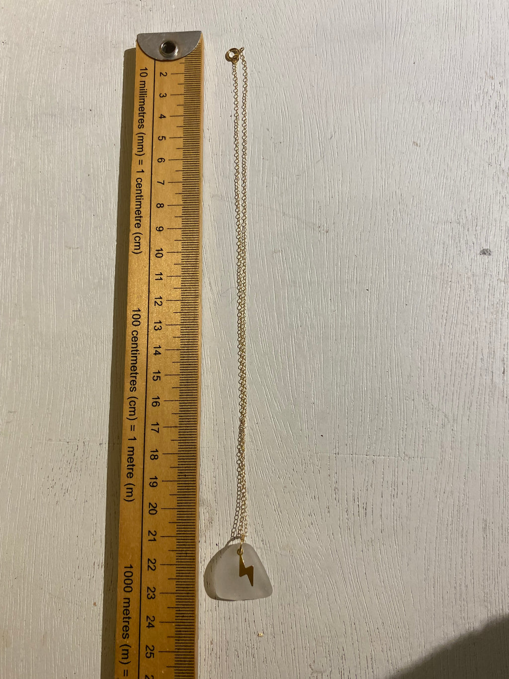 Joy sea glass necklace: Brass bolt (white)