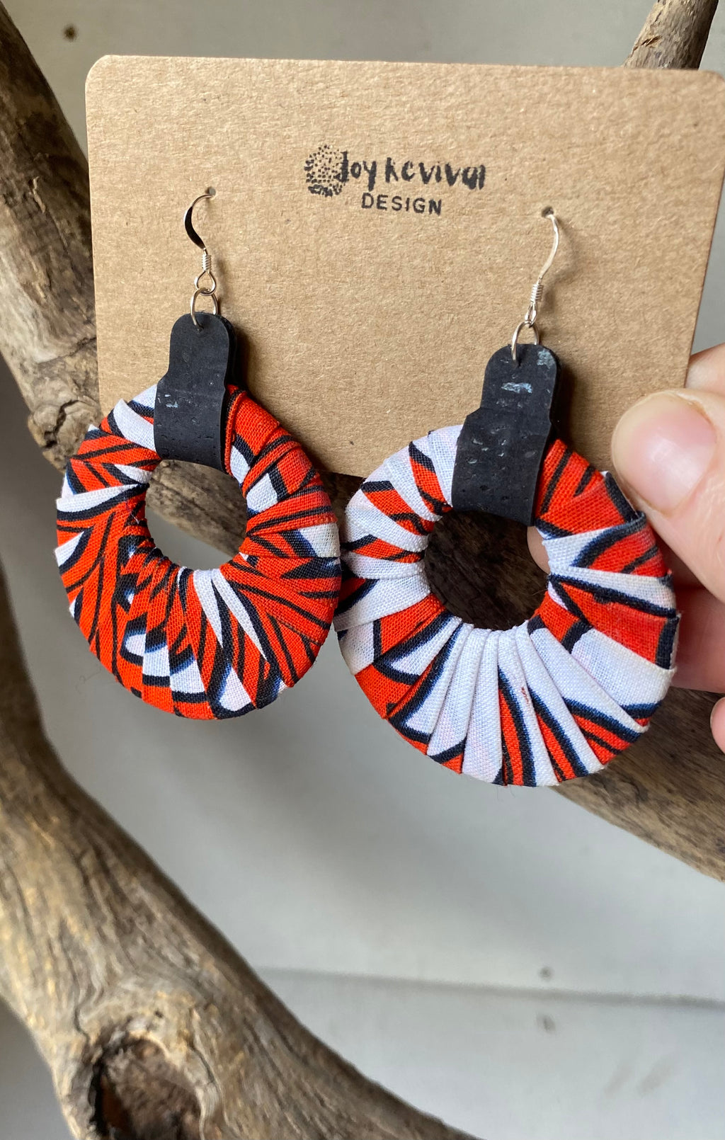 Joy Fabric Earrings - the red & white ones