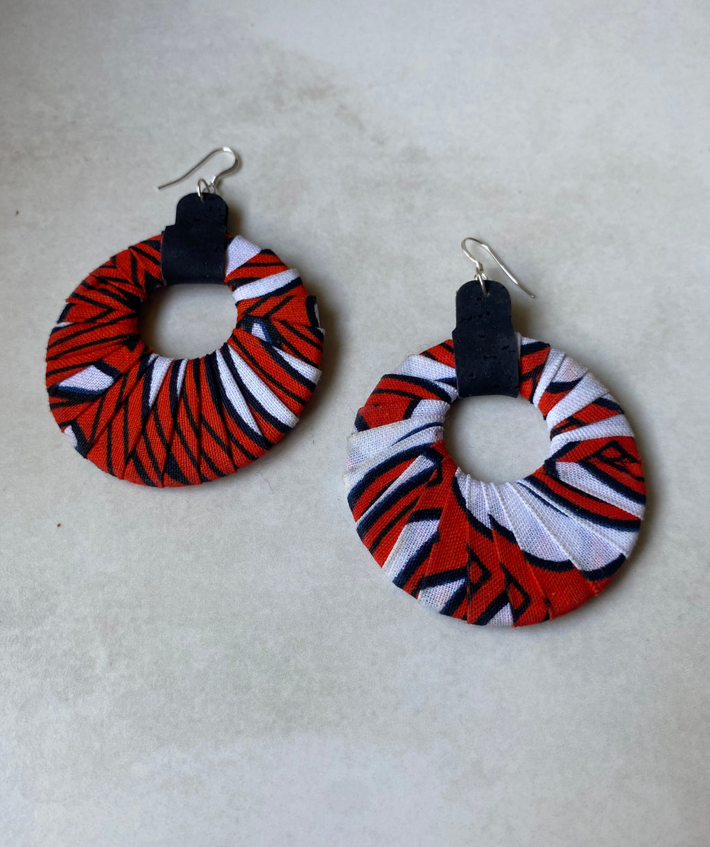 Joy Fabric Earrings - the red & white ones