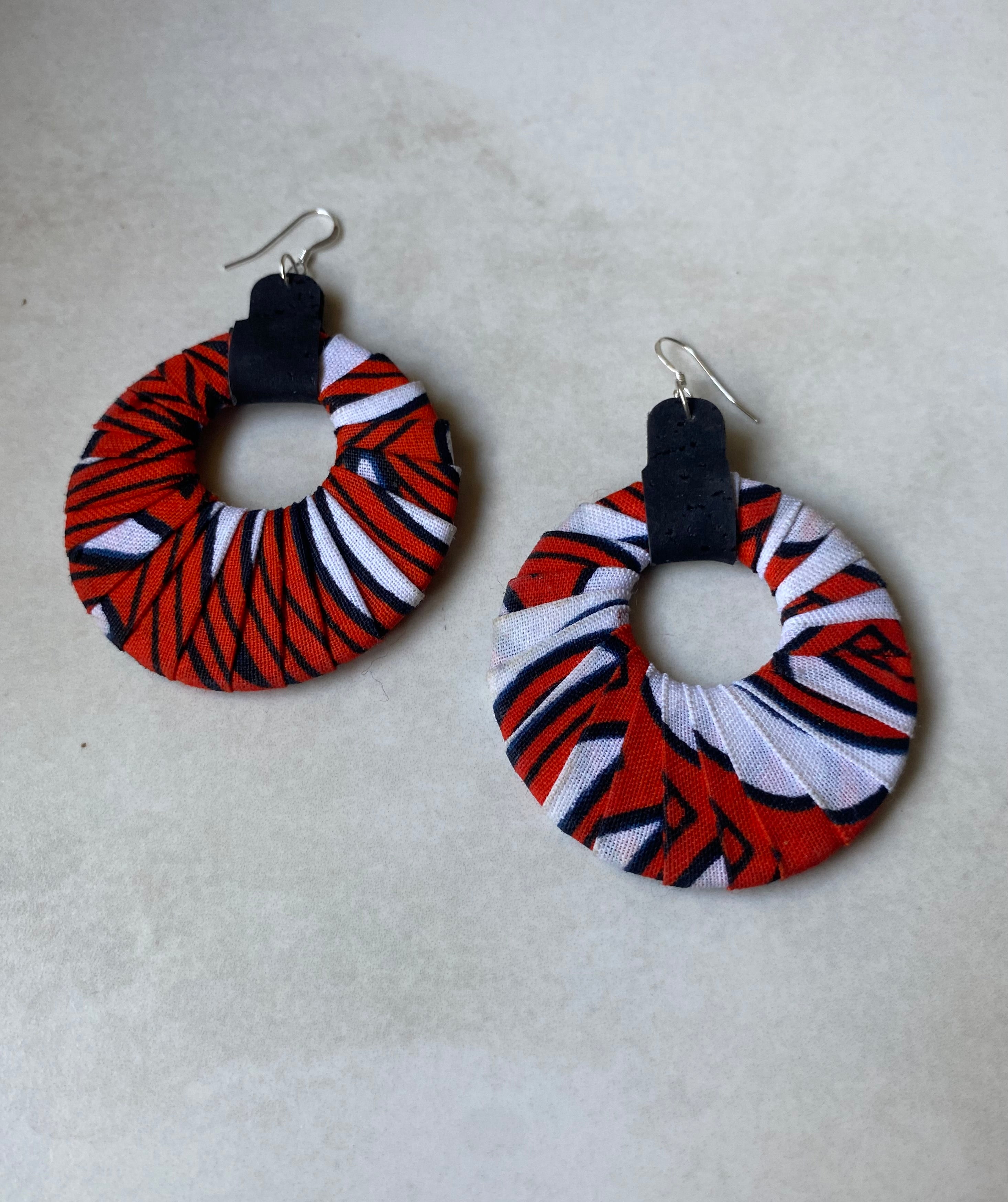 Joy Fabric Earrings - the red & white ones