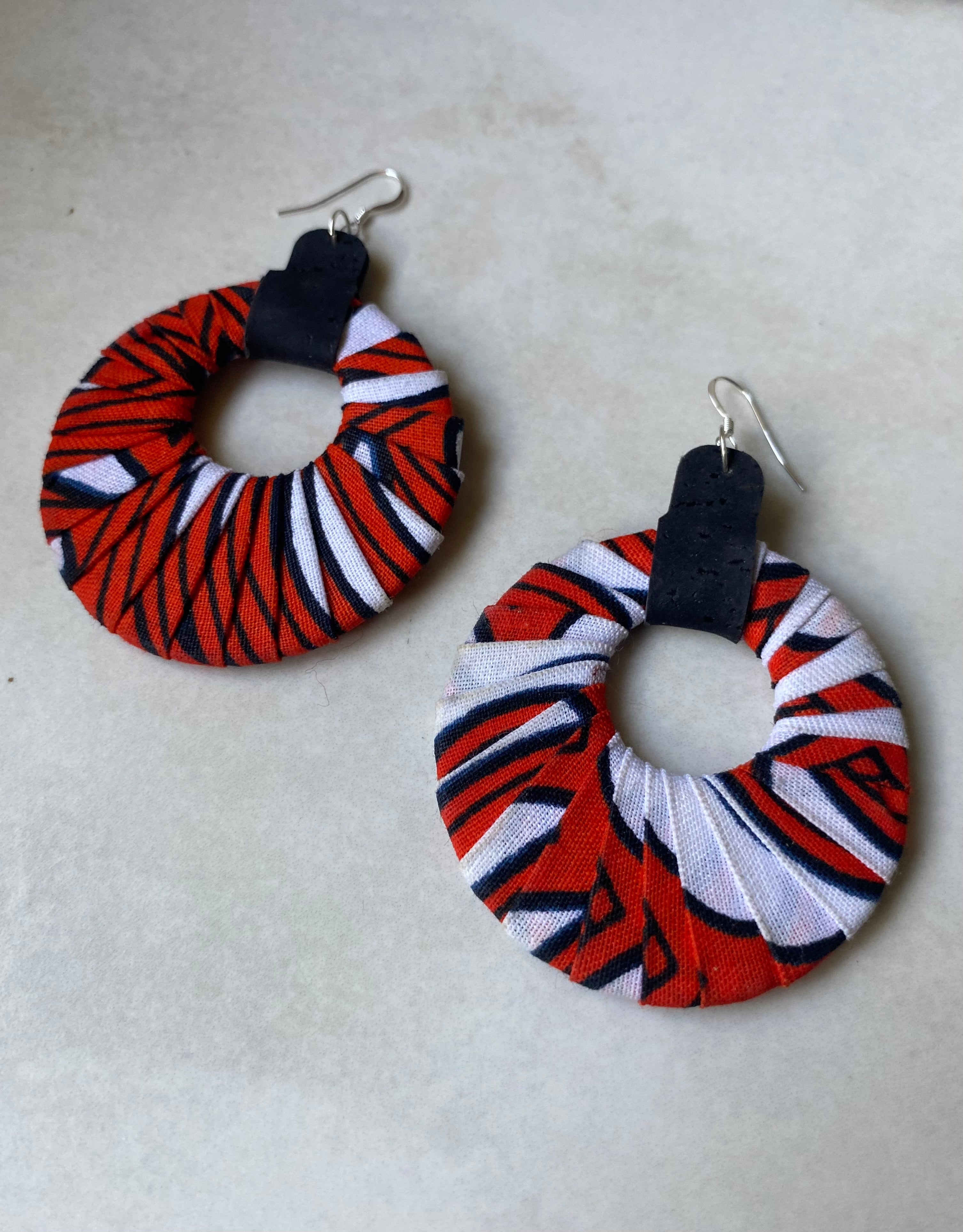 Joy Fabric Earrings - the red & white ones