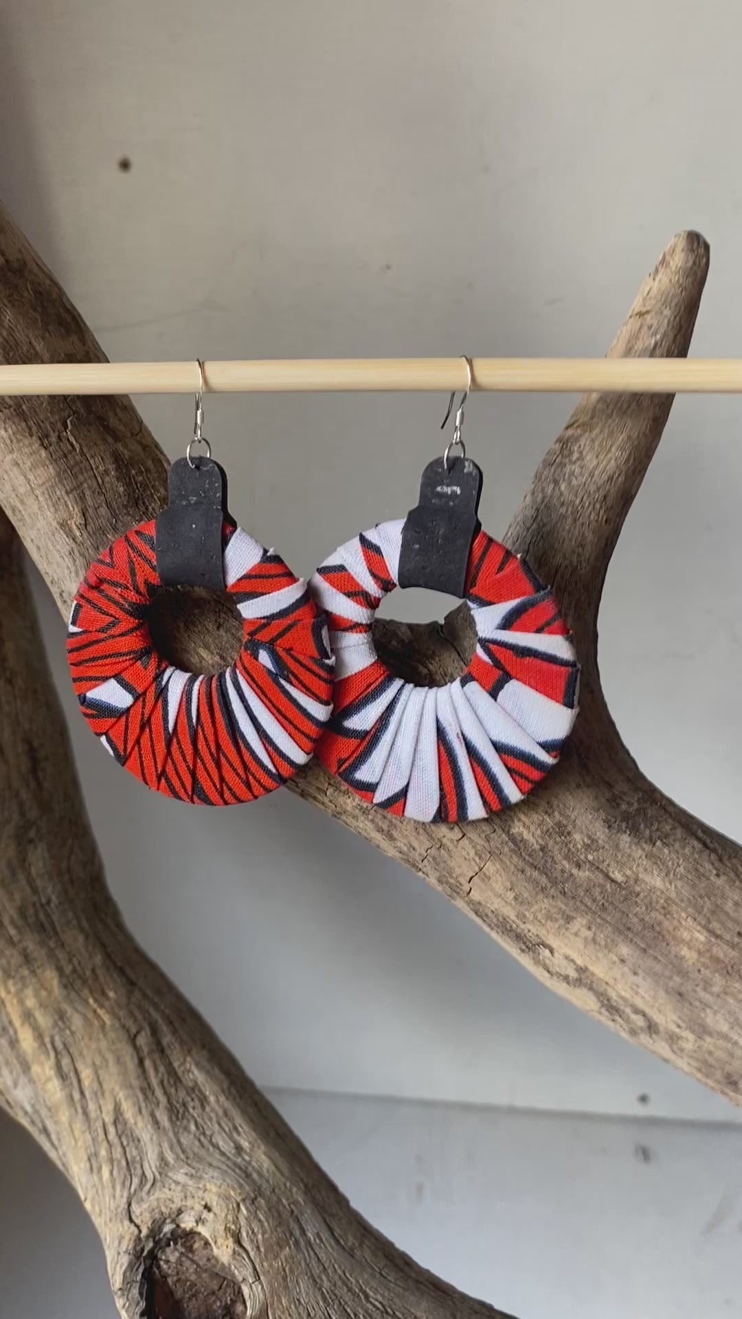 Joy Fabric Earrings - the red & white ones