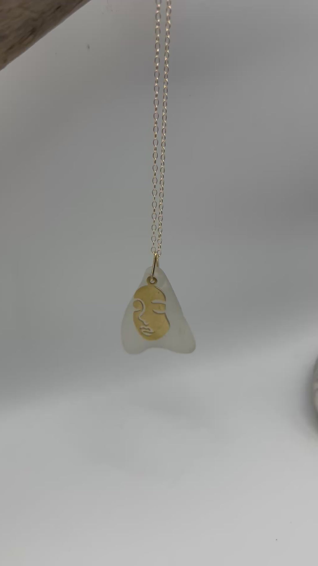 Joy Sea Glass necklace: face (clear)