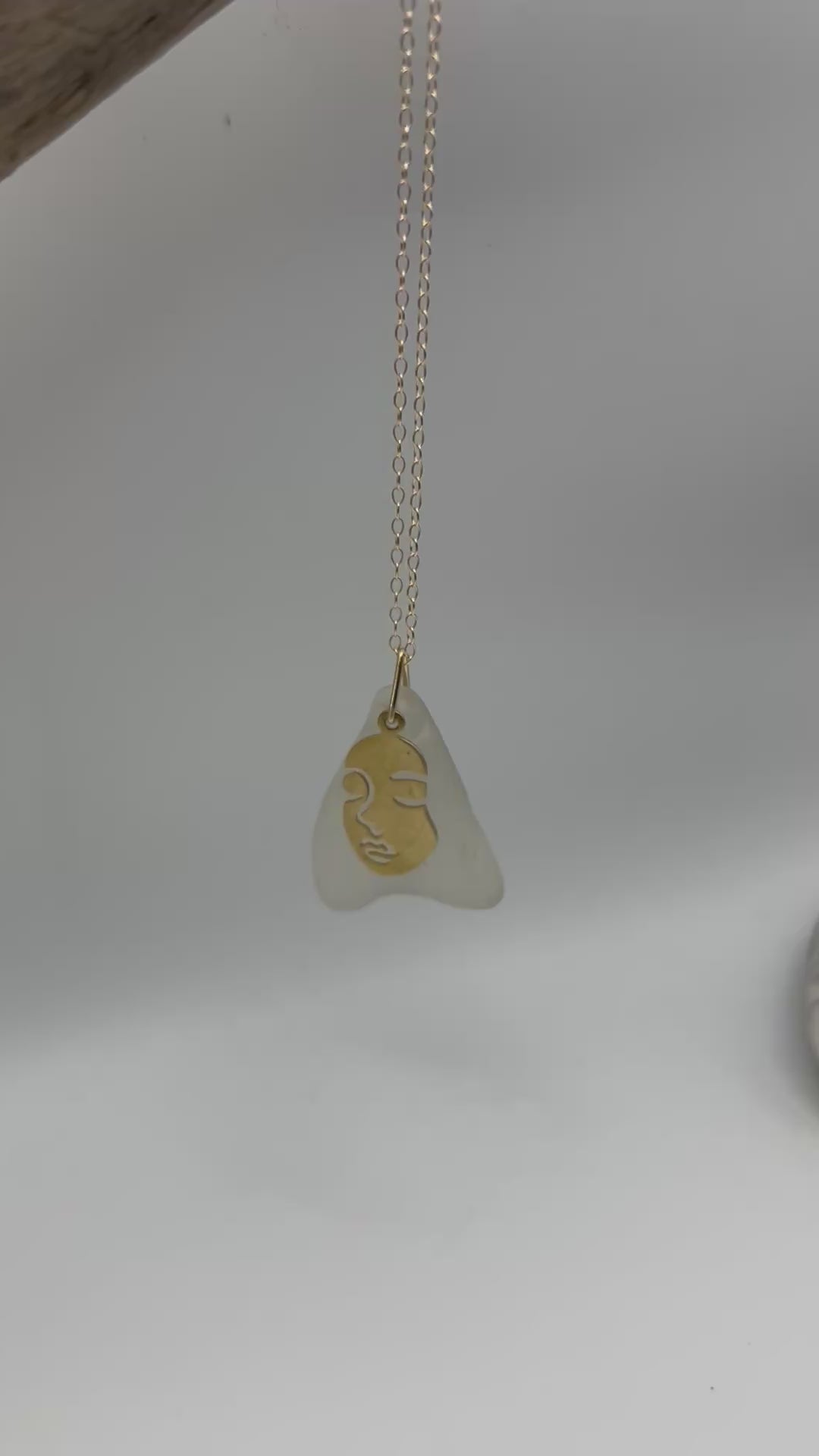 Joy Sea Glass necklace: face (clear)