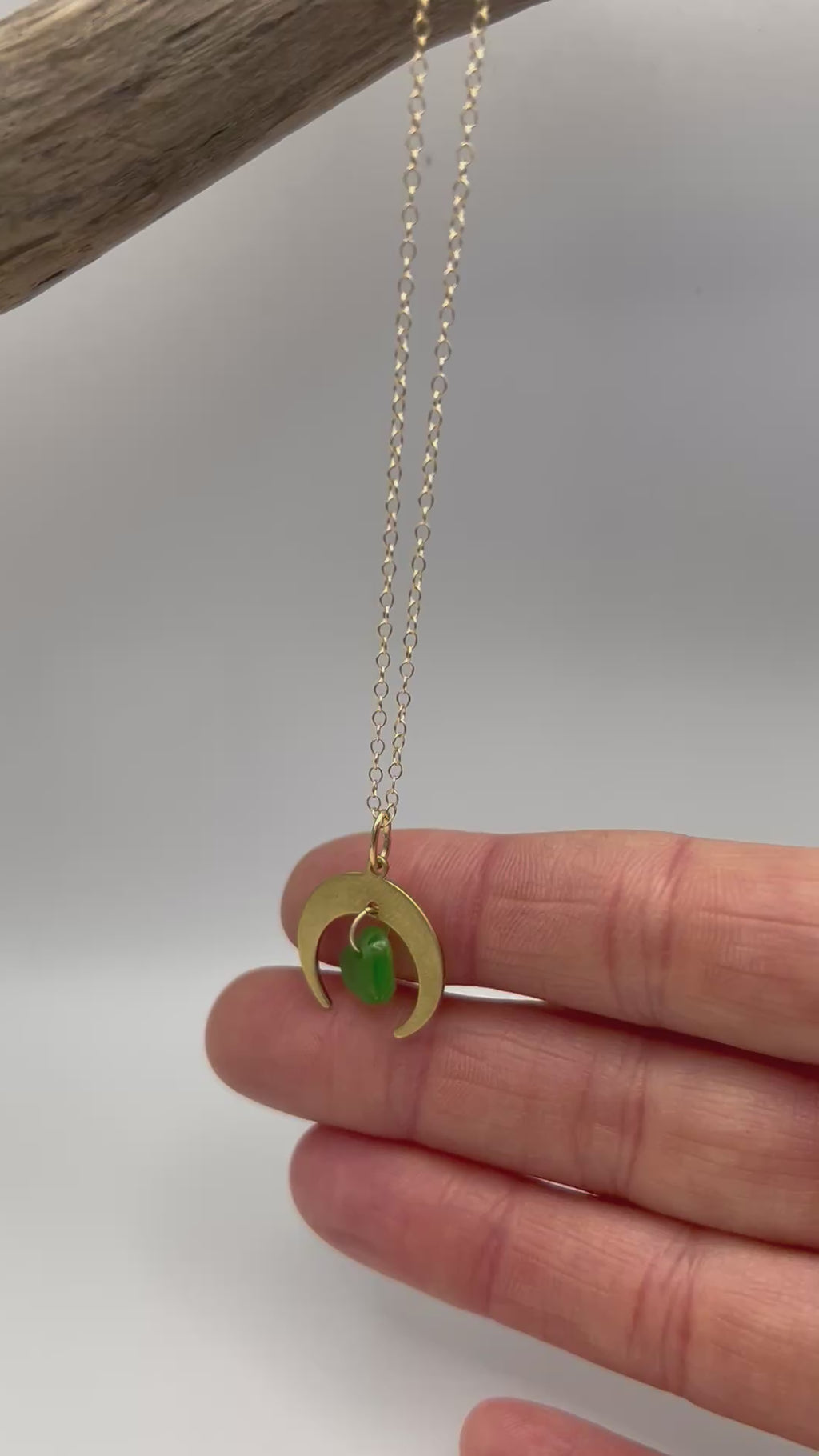 Joy Sea Glass necklace: Moon (Green)