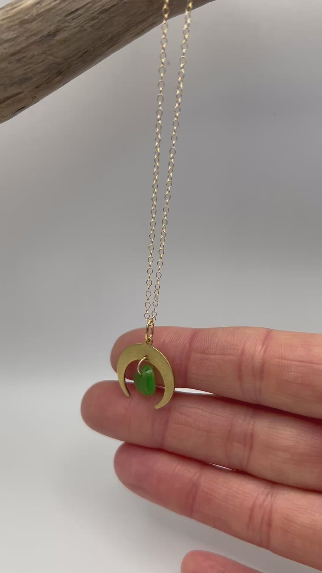 Joy Sea Glass necklace: Moon (Green)