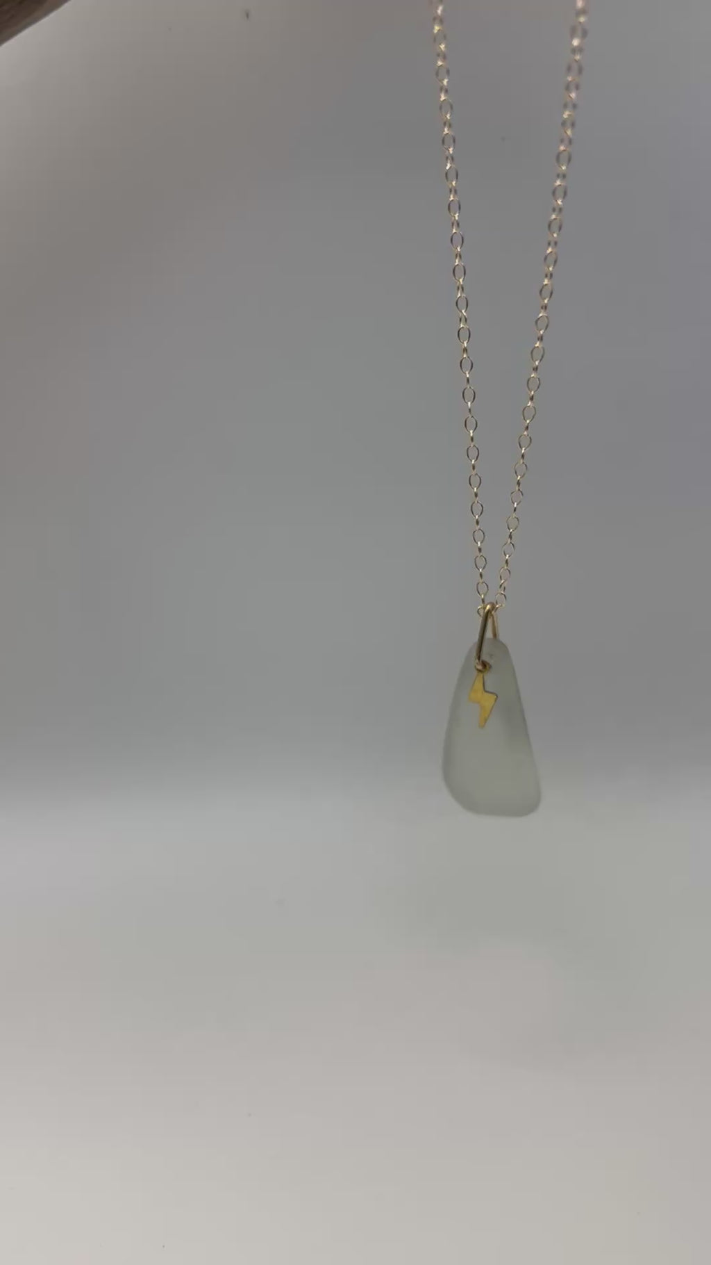 Joy Sea Glass necklace: Bolt (white)
