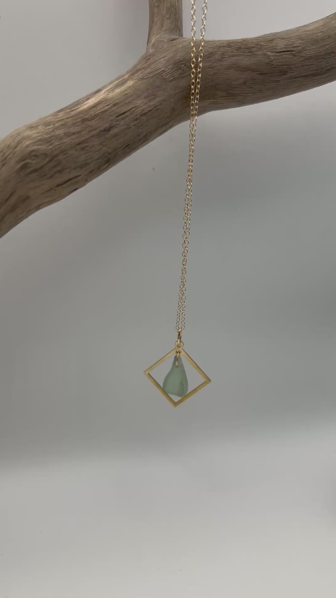 Joy Sea Glass necklace: square (aqua)