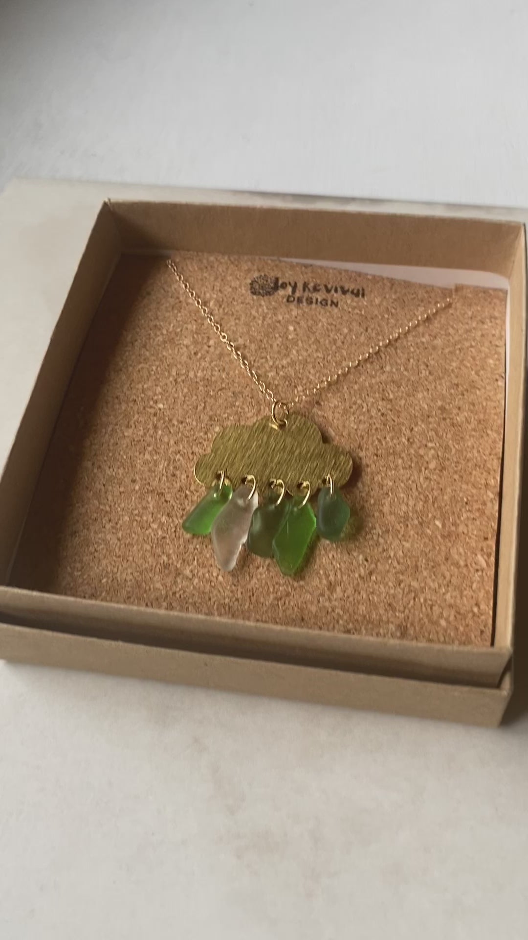 Joy Sea Glass cloud necklace (white & green glass)