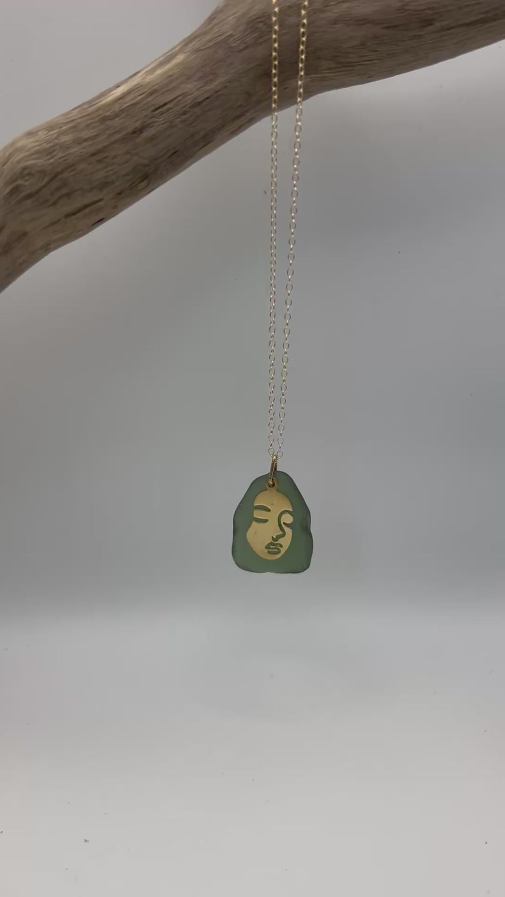 Joy Sea Glass necklace: face (green)