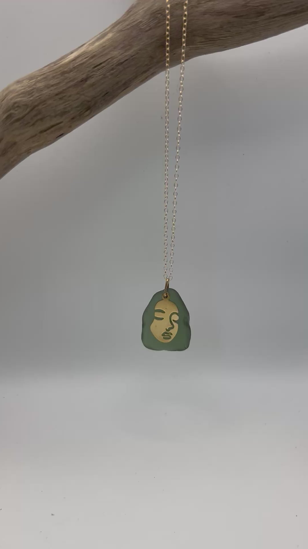 Joy Sea Glass necklace: face (green)