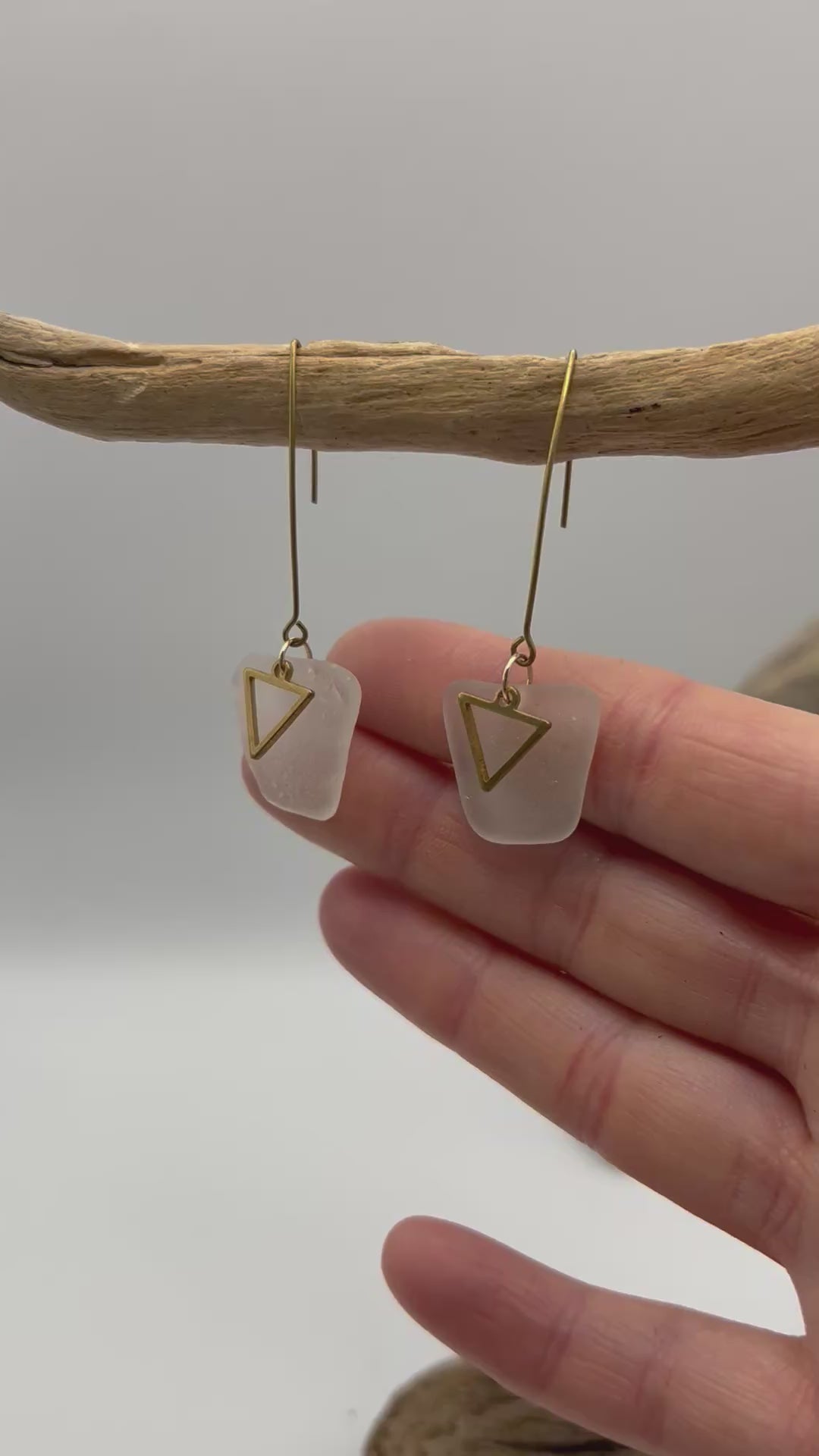Joy Sea Glass Earrings: mini triangles (white)