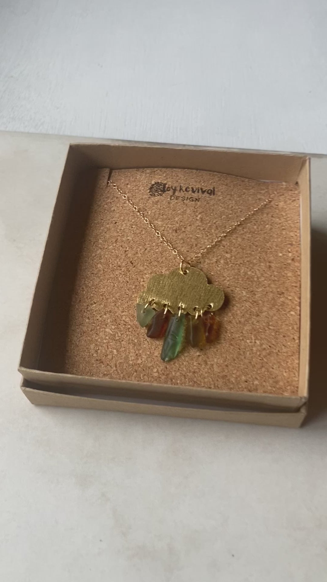 Joy Sea Glass cloud necklace (green & bronze)