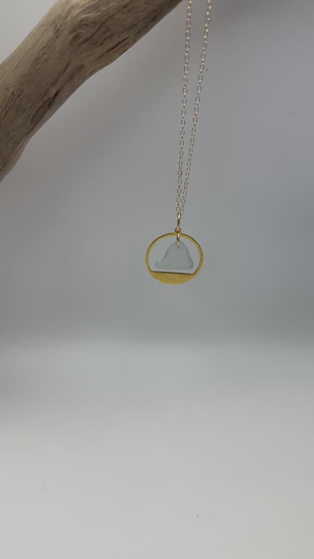 Joy sea glass necklace: circle (aqua)