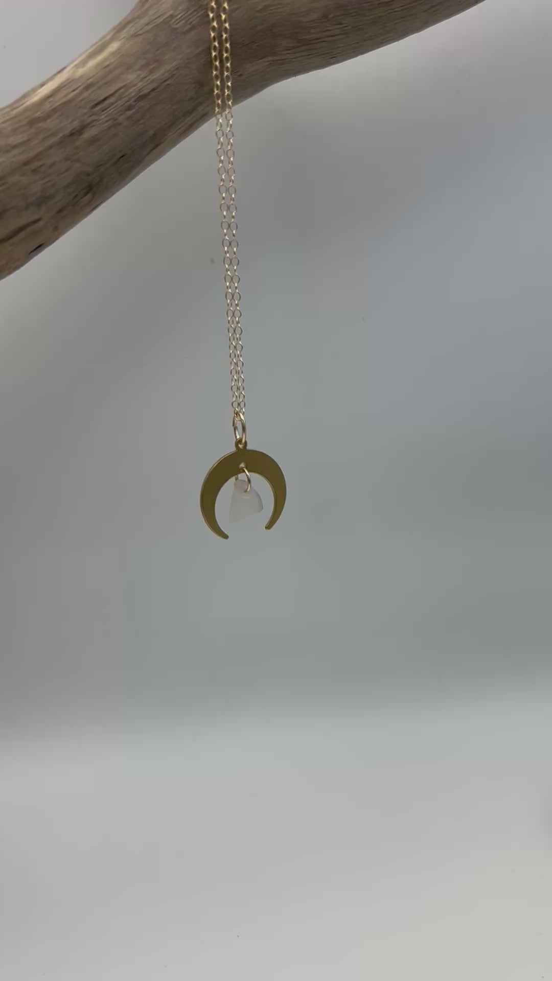 Joy Sea Glass necklace: moon (white)