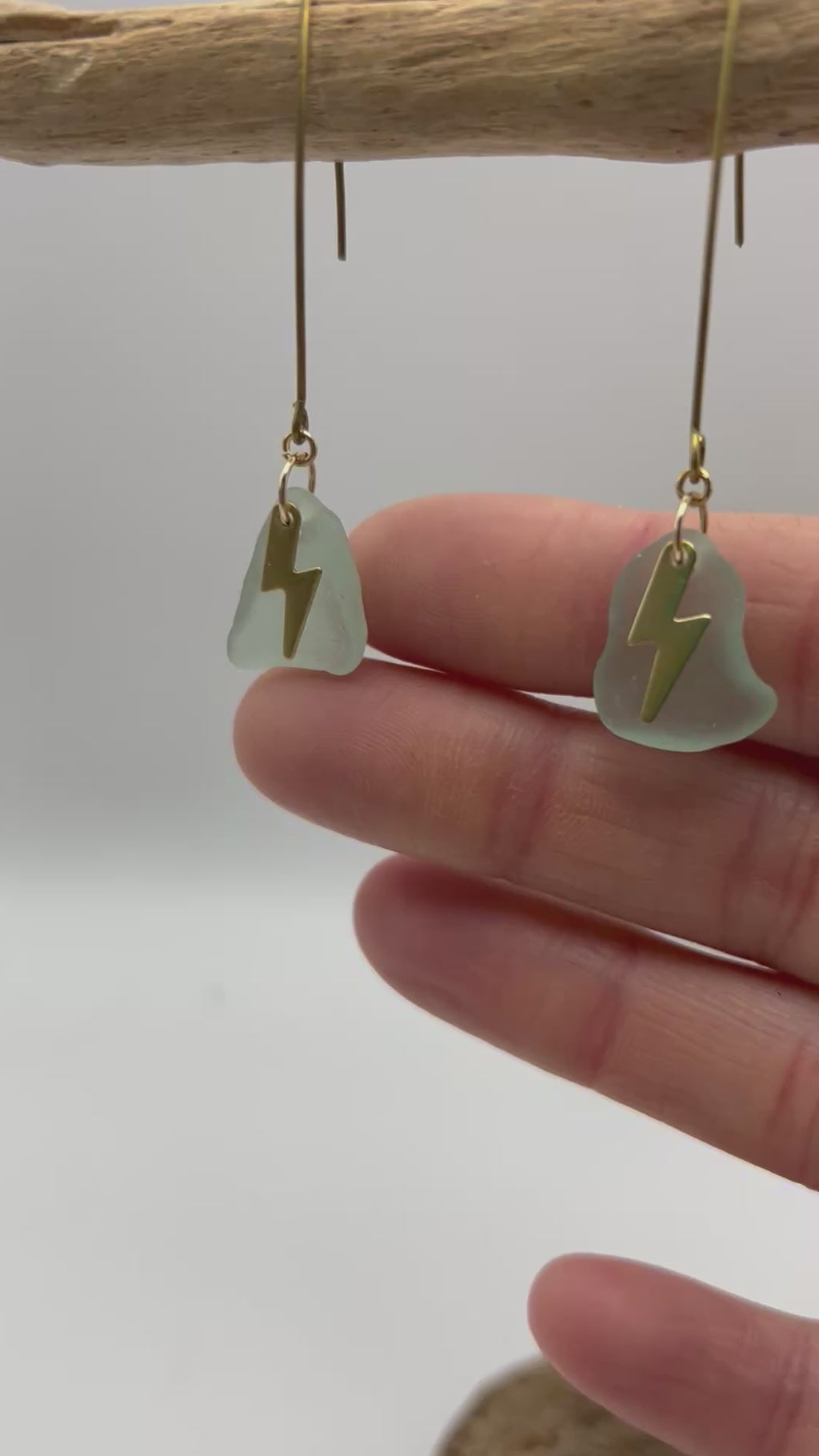 Joy Sea Glass Earrings: long bolts (aqua)